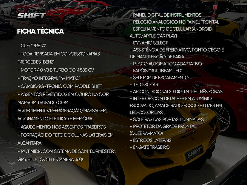 Foto do veículo MERCEDES-BENZ AMG GT 63  4M 2020 36.309 KM 1.650.000,00