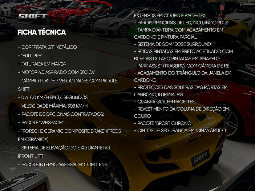 Foto do veículo PORSCHE 718  SPYDER RS 4.0 500CV 2024 980 KM 2.450.000,00