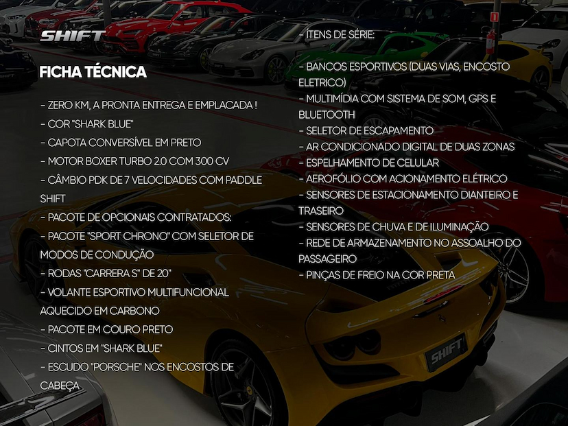 Foto do veículo PORSCHE 718  BOXSTER 2.0 300CV 2024 45 KM 695.000,00