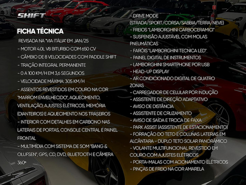 Foto do veículo LAMBORGHINI URUS  LP 650 4 2019 29.180 KM 2.600.000,00