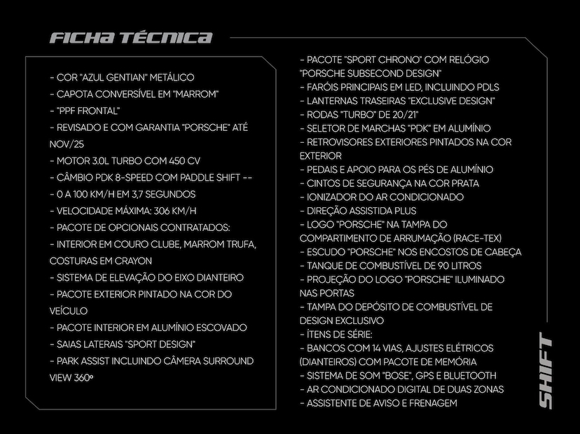 Foto do veículo PORSCHE 911  CARRERA S CABRIOLET 3.0 2024 7.785 KM 1.100.000,00