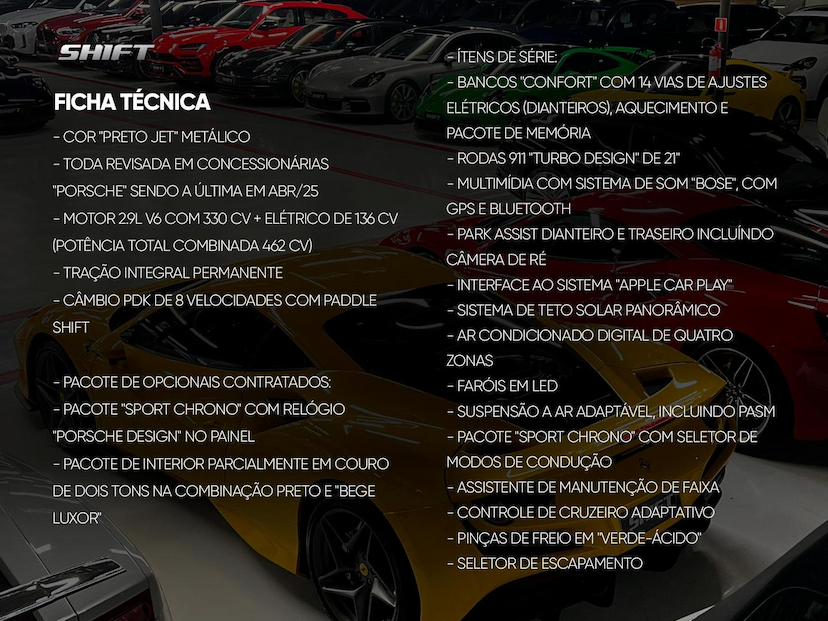 Foto do veículo PORSCHE PANAMERA  4 E-HYBRID SPORT TURISMO 2023 11.630 KM 695.000,00