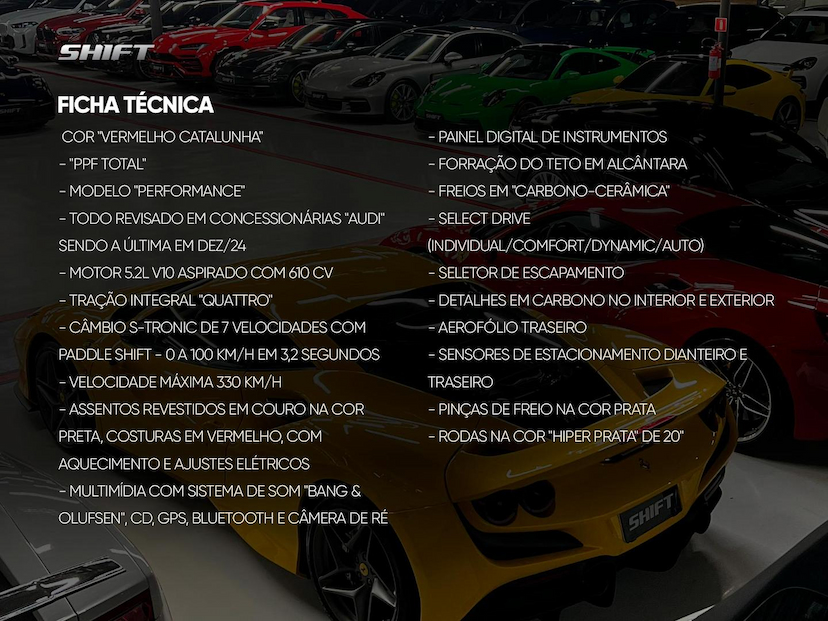 Foto do veículo AUDI R8  COUPÉ V10 5.2 FSI PERFORMANCE 2018 26.720 KM 1.230.000,00