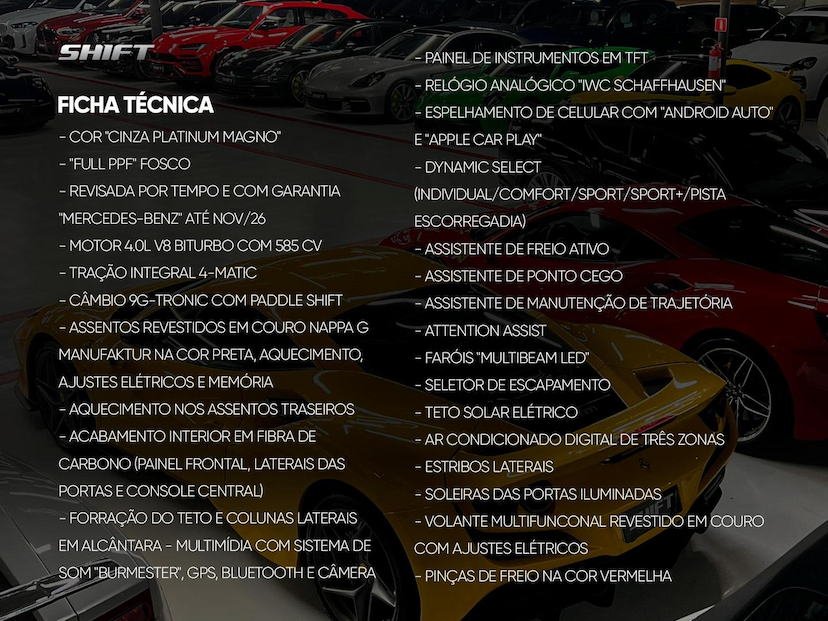 Foto do veículo MERCEDES-BENZ AMG GT 63  4M 2023 5.140 KM 1.980.000,00