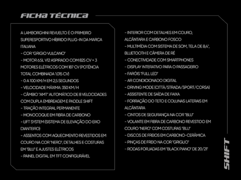 Foto do veículo LAMBORGHINI REVUELTO  COUPE LP 1015-4 (HIB) 2024 1.730 KM 6.950.000,00