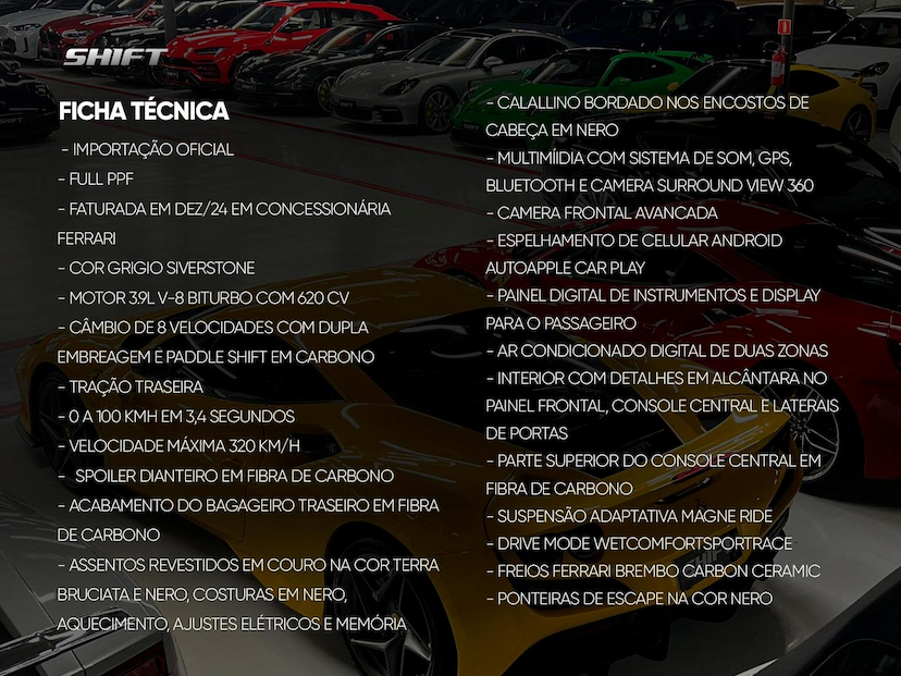Foto do veículo FERRARI ROMA  3.9 V8 620CV 2024 1.000 KM 3.200.000,00