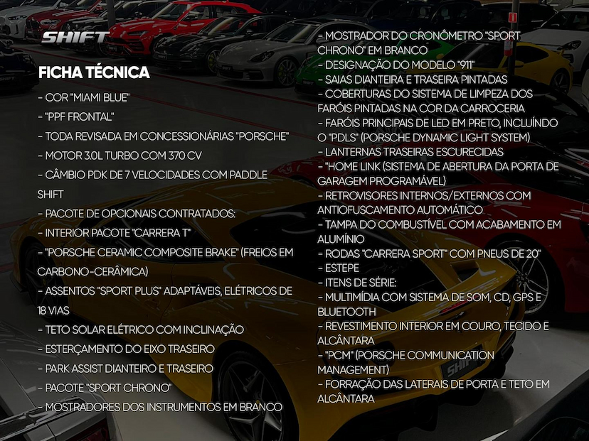 Foto do veículo PORSCHE 911  CARRERA T 3.0 370 CV 2018 16.565 KM 680.000,00
