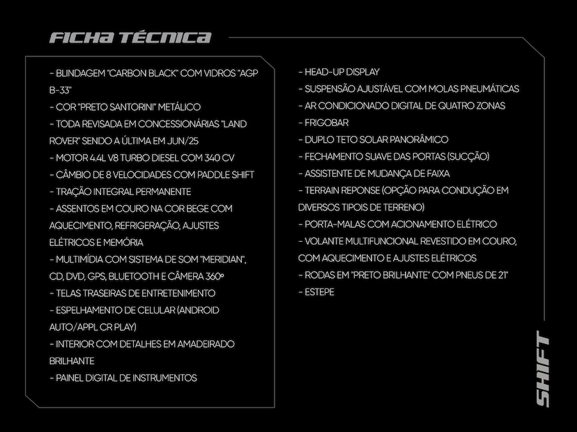 Foto do veículo LAND ROVER RANGE ROVER  VOGUE SE V8 SD 4.4 340 CV 2021 33.995 KM 730.000,00