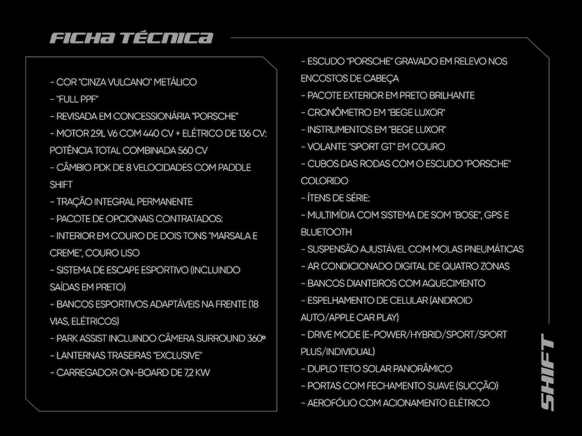 Foto do veículo PORSCHE PANAMERA  4S 2.9 560CV (HÍBRIDO) 2023 19.165 KM 725.000,00