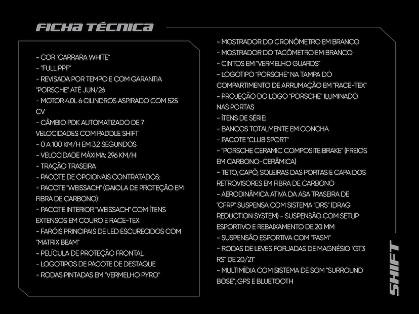 Foto do veículo PORSCHE 911  GT3 RS 2024 4.175 KM 3.500.000,00