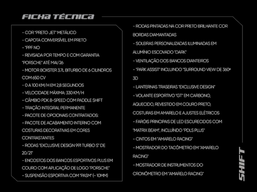 Foto do veículo PORSCHE 911  TURBO S CABRIOLET 3.6/3.8(991/992) 2024 3.240 KM 1.890.000,00