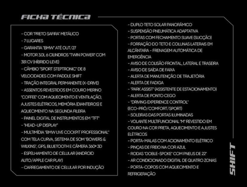 Foto do veículo BMW X7  XDRIVE 40I M SPORT 3.0 V6 TURBO AUT. 2026 2.230 KM 970.000,00