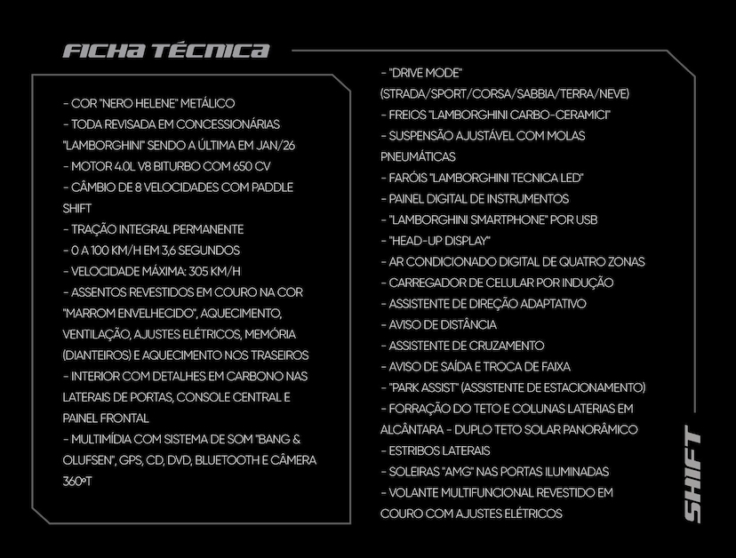 Foto do veículo LAMBORGHINI URUS  LP 650 4 2019 30.935 KM 2.250.000,00