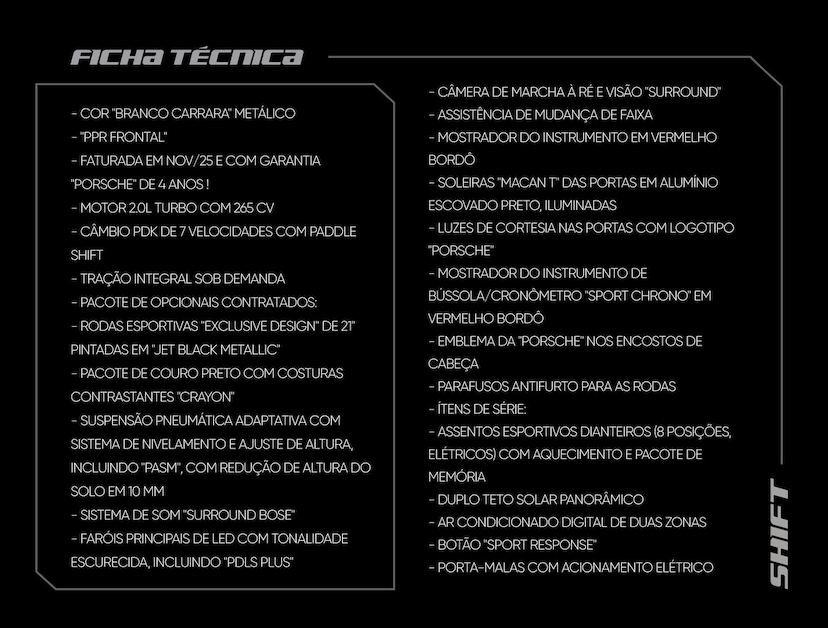 Foto do veículo PORSCHE MACAN  T 2.0 TURBO 2026 925 KM 630.000,00