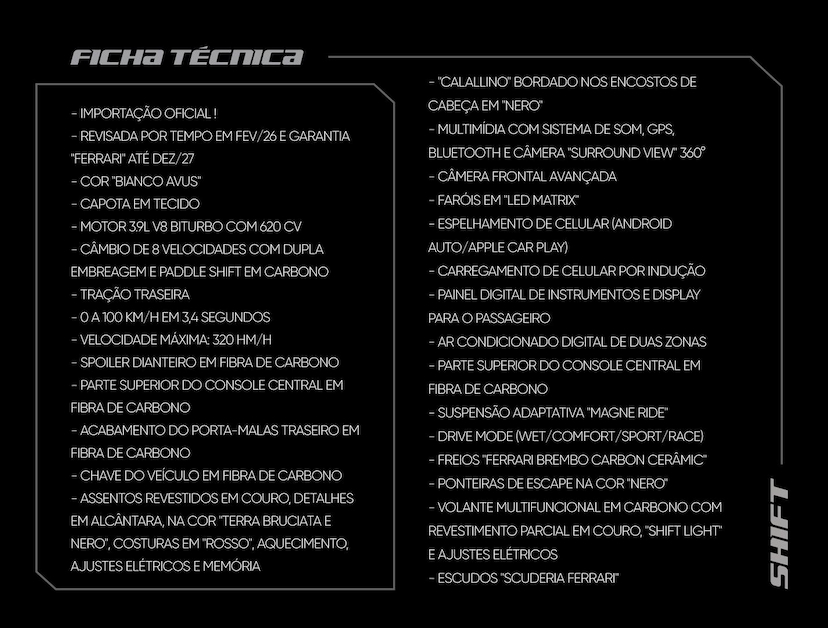 Foto do veículo FERRARI ROMA  SPIDER 2024 505 KM 3.600.000,00