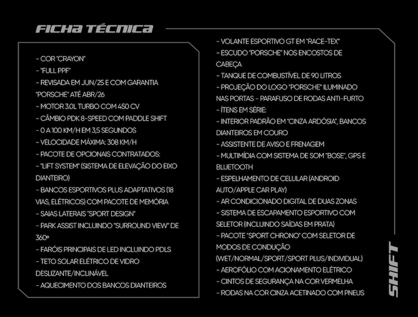 Foto do veículo PORSCHE 911  CARRERA S 3.0 450 CV 2024 3.540 KM 950.000,00