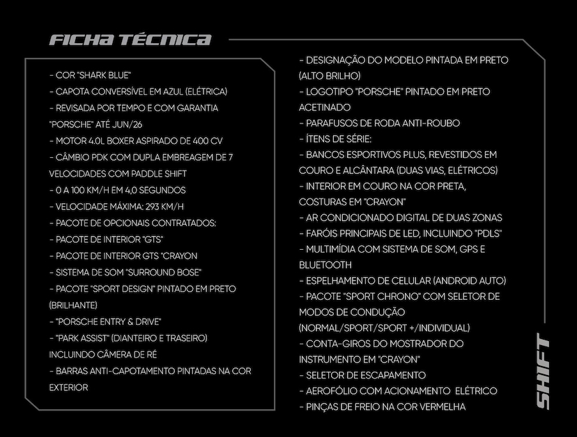 Foto do veículo PORSCHE 718  BOXSTER GTS 4.0 400CV 2024 1.930 KM 670.000,00