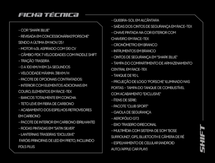 Foto do veículo PORSCHE 911  GT3 4.0 500CV/510CV (991) 2022 9.670 KM 1.940.000,00