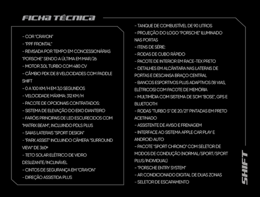 Foto do veículo PORSCHE 911  CARRERA GTS COUPE 3.0 (992) 2024 7.275 KM 995.000,00