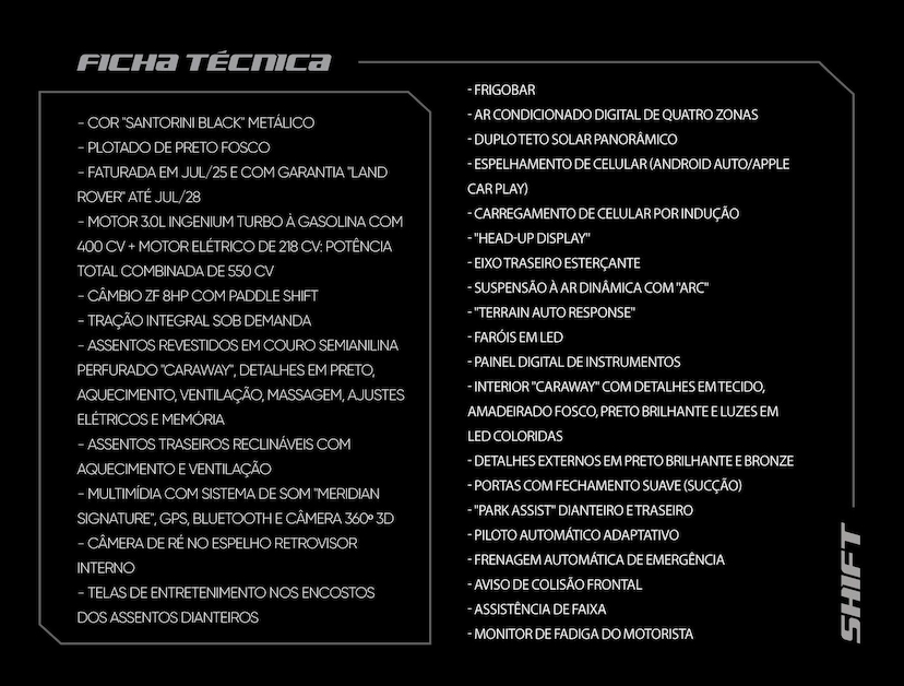 Foto do veículo LAND ROVER RANGE ROVER AUTOBIOGRAPHY RANGE R. . 3.0 P550E (HÍB.) 2025 9.225 KM 1.030.000,00