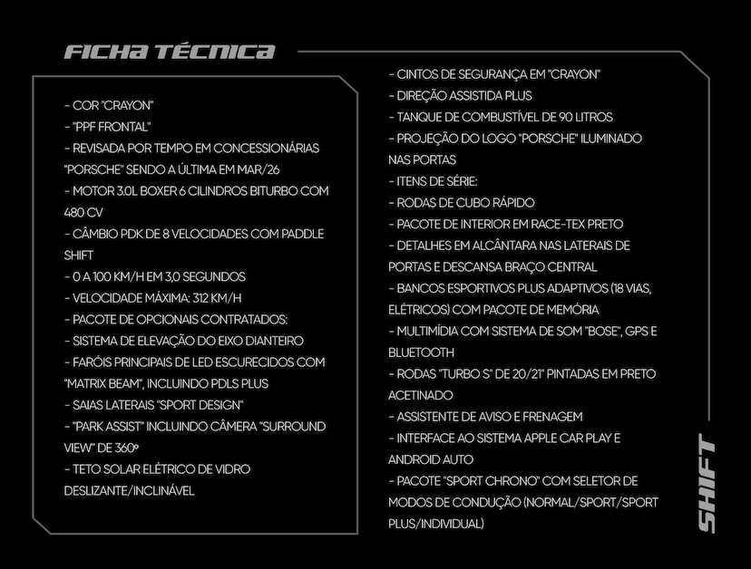 Foto do veículo PORSCHE 911  CARRERA GTS COUPE 3.0 (992) 2024 7.290 KM 990.000,00