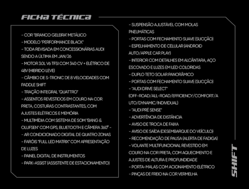 Foto do veículo AUDI Q8  PERF.BLACK 3.0 TFSI QUAT. S-TR/(HíB.) 2022 53.830 KM 360.000,00