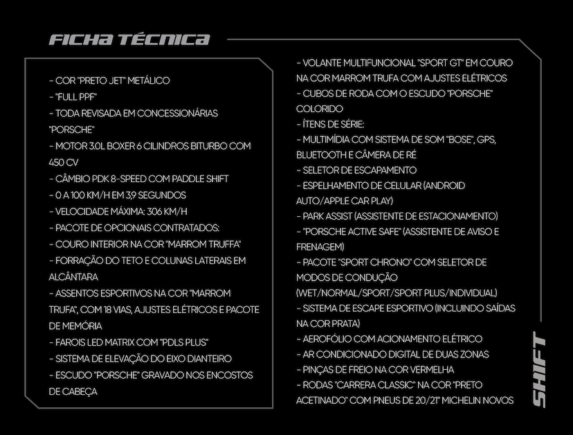 Foto do veículo PORSCHE 911  CARRERA S 3.0 450 CV 2020 15.560 KM 725.000,00