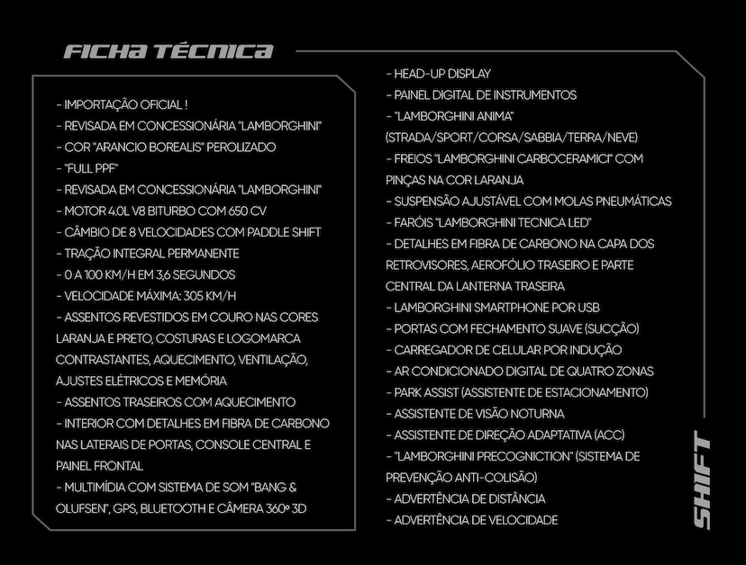 Foto do veículo LAMBORGHINI URUS  LP 650 4 2021 21.160 KM 2.540.000,00