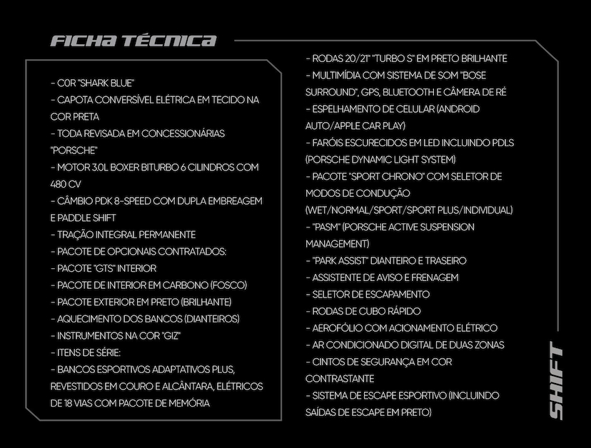 Foto do veículo PORSCHE 911  TARGA 4GTS 2022 8.020 KM 995.000,00
