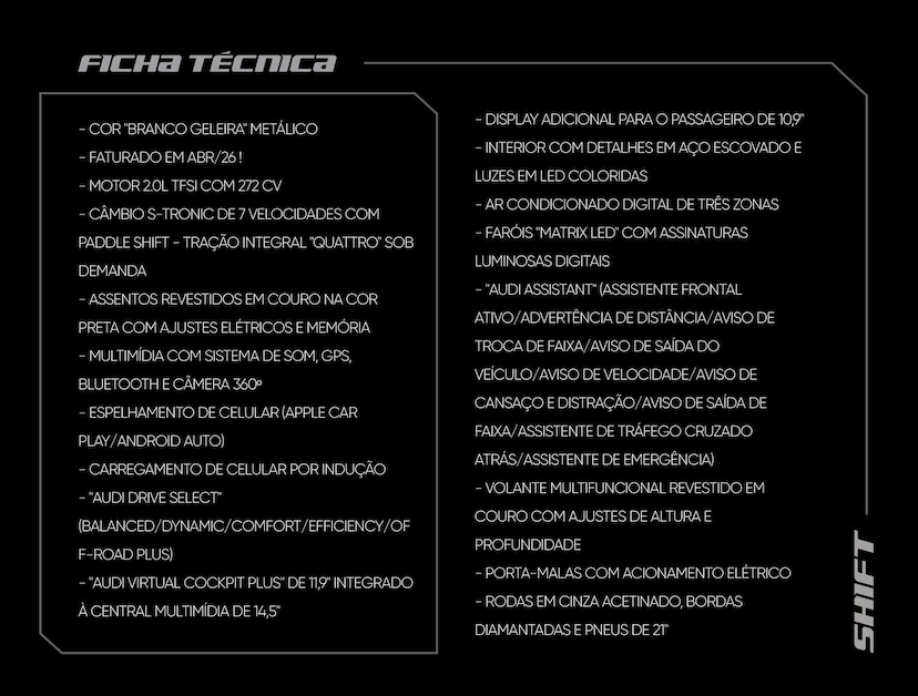 Foto do veículo AUDI Q5  SPORTBACK S-LINE 2.0 TFSI QUAT S-TRON 2025 3.845 KM 430.000,00