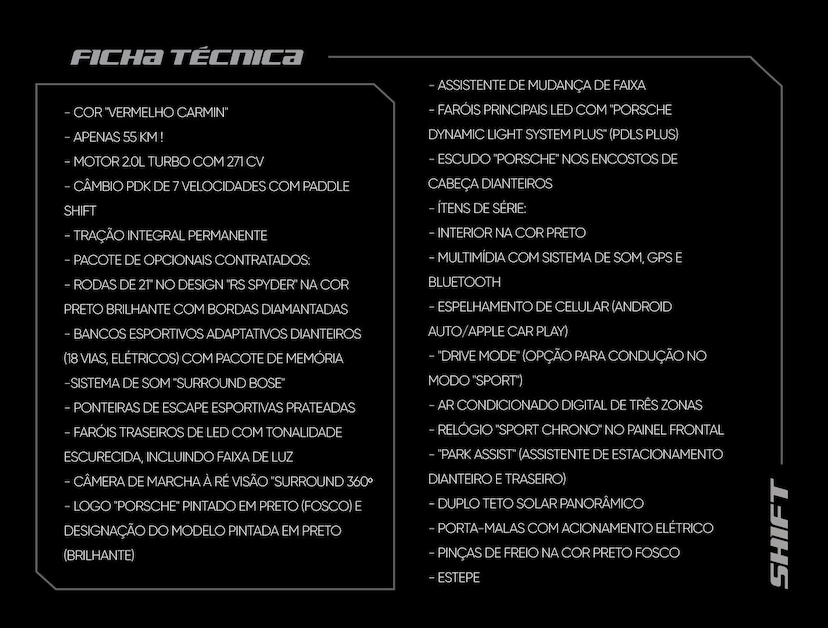 Foto do veículo PORSCHE MACAN  2.0 TURBO 2026 55 KM 575.000,00