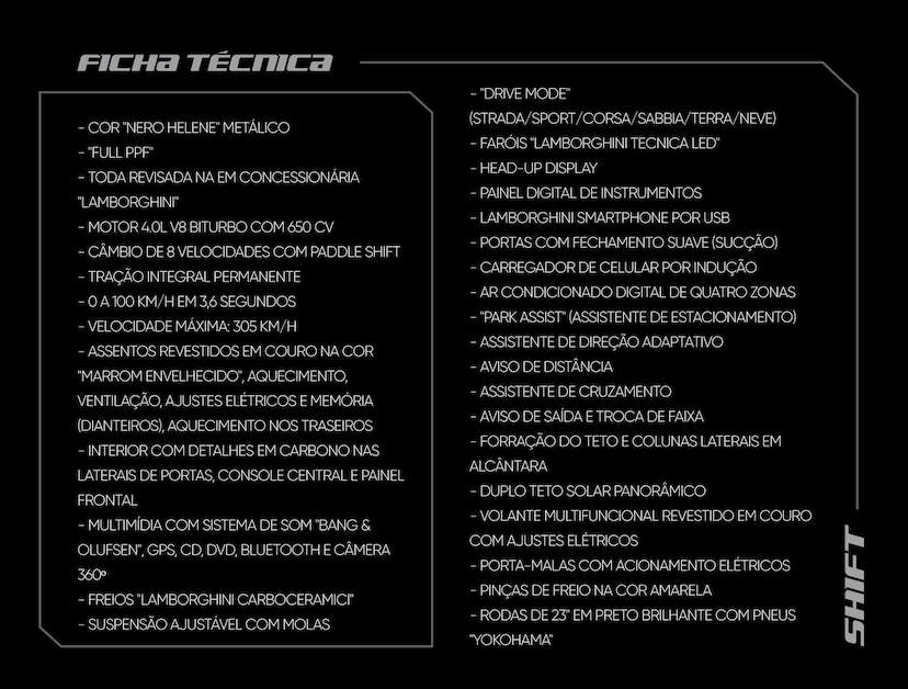 Foto do veículo LAMBORGHINI URUS  LP 650 4 2020 49.395 KM 2.290.000,00