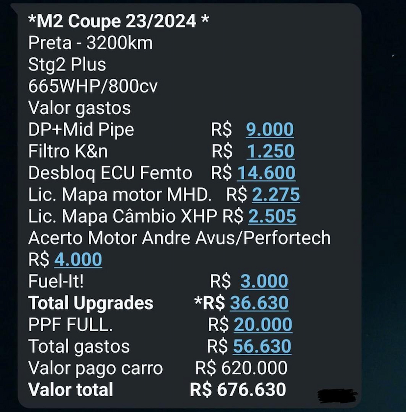 Foto do veículo BMW M2  COUPE 2024 3.222 KM 619.000,00
